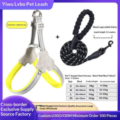 Dog Leash Wholesale Cross-Border New Vest-Style Harness Breathable Y-Shaped Reflective Thickened Outdoor Dog Walking Leash