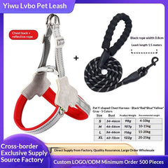 Dog Leash Wholesale Cross-Border New Vest-Style Harness Breathable Y-Shaped Reflective Thickened Outdoor Dog Walking Leash