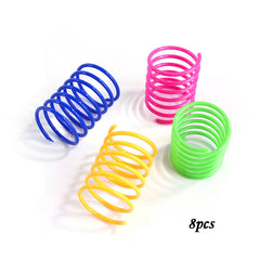 Colorful Cat Spring Toys Durable Coil Spiral Kitten Interactive Play