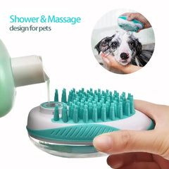2 in 1 Pet Bath Brush Silicone Massage Comb Shampoo Dispenser