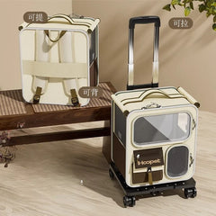 Rolling Cat Carrier with Wheels for Large Cats Small Dogs Up To 25 LBS  Ideal for Travel Walking and Camping Cat Handbag Dog Bag