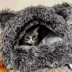 Winter Warm Fleece Cat Cave Windproof 360° Thermal Comfort for Cats & Small Dogs