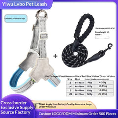 Dog Leash Wholesale Cross-Border New Vest-Style Harness Breathable Y-Shaped Reflective Thickened Outdoor Dog Walking Leash