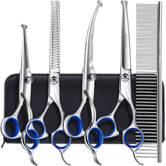 6-in-1 Professional Stainless Steel Safety Pet Grooming Scissors